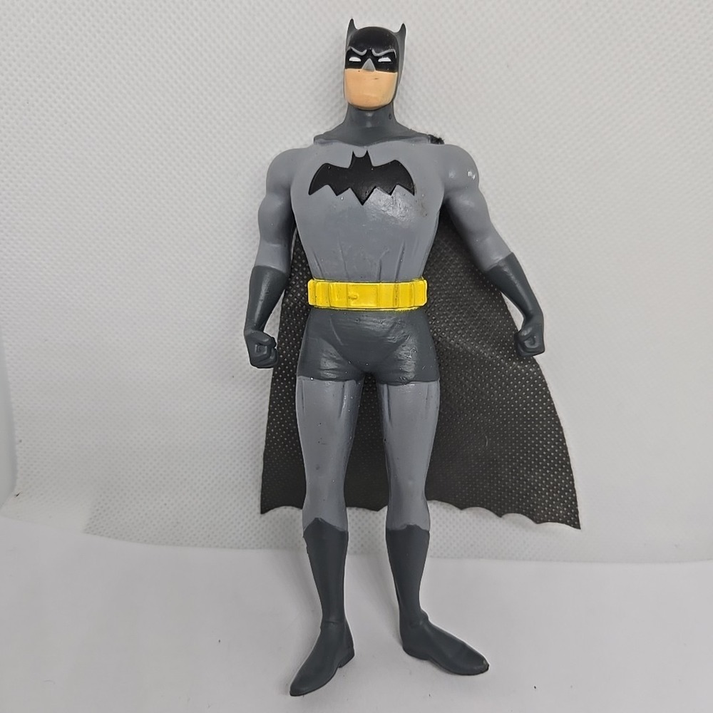 Batman‎ CLASSIC Gray Suit w Cape Action Figure Rubber Bendy Toy DC Comics